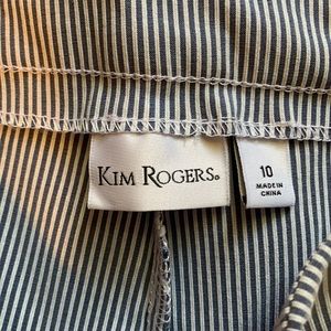 Chambray and white stretch knit pant